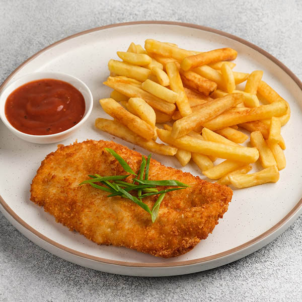 Отбивная курочка с картофелем фри 